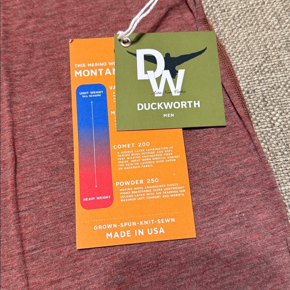 DuckWorth Men's Large Garnet Vapor Wool Short Sleeve Tee - Picture 2 of 4